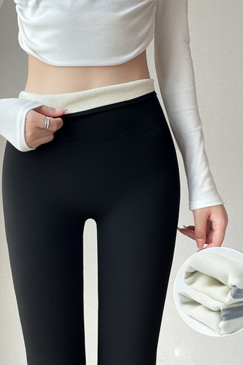 Lamb Fleece Hip Lift Stretch Leggings