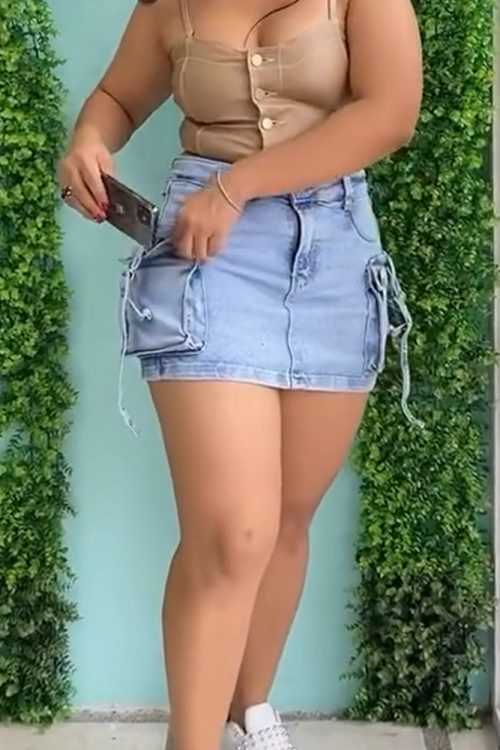 Workwear Denim Shorts Skirt (Pre-Sale)