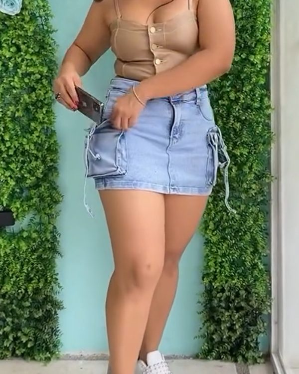 Workwear Denim Shorts Skirt (Pre-Sale)