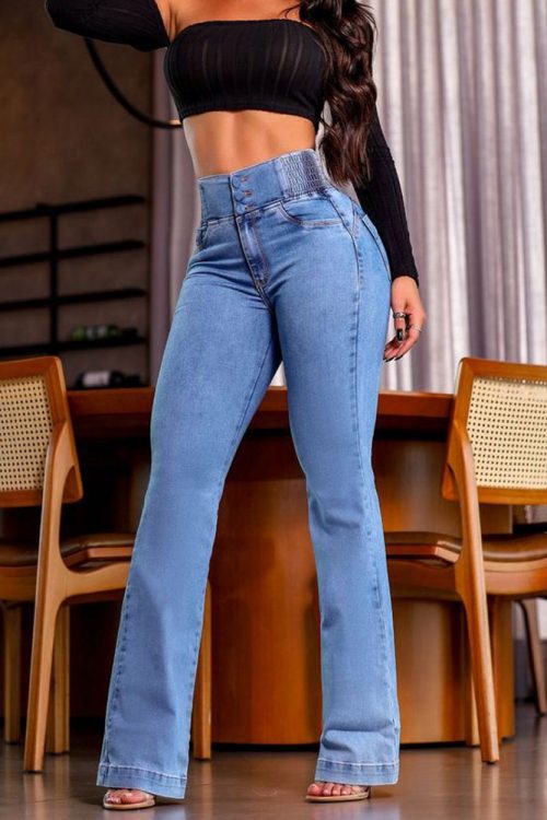 Skinny Flared Jeans With Elastic Waistband (Pre-Sale)