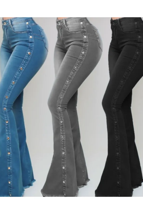 High Waist Stretch Mopping Flared Jeans