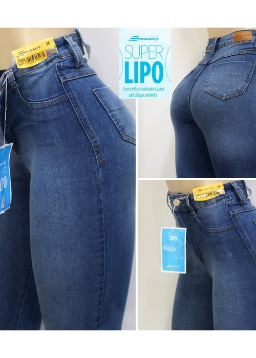 Jeans High Waist With Super Lipo Spandex-curvy-faja