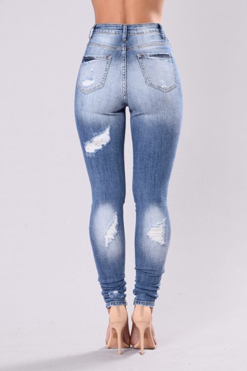 Women's Ripped Elastic Skinny Jeans-curvy-faja