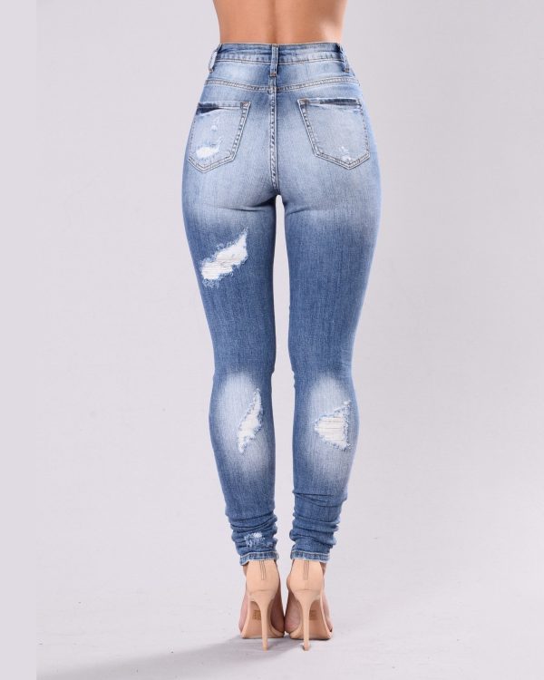 Women's Ripped Elastic Skinny Jeans-curvy-faja