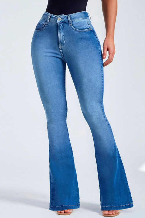 Women'S High Waist Slim Stretch Flared Jeans