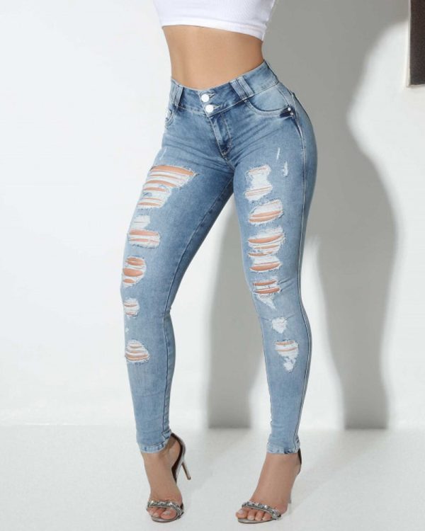 High-Waisted Ripped Skinny Jeans (Pre-Sale)