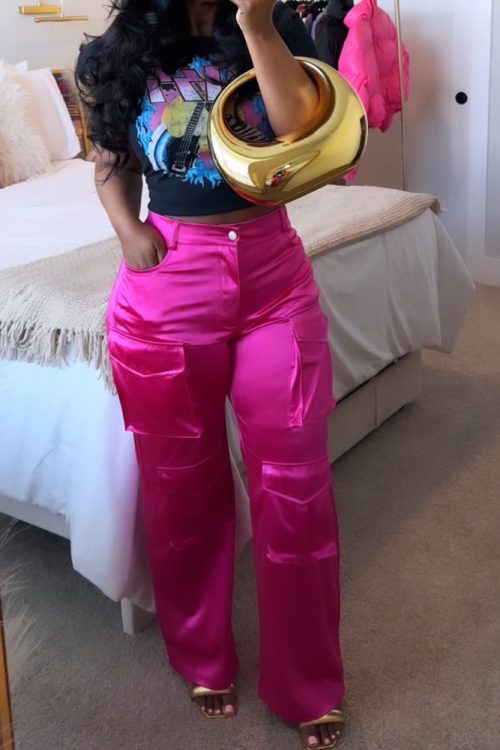 Satin Cargo-Style Trousers
