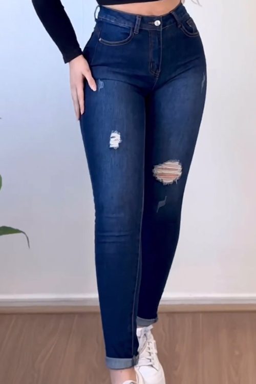 Ripped Jeans With Shaping Belts（Pre-Sale）