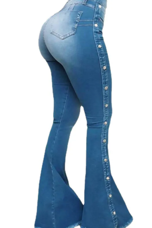 High Waist Stretch Mopping Flared Jeans