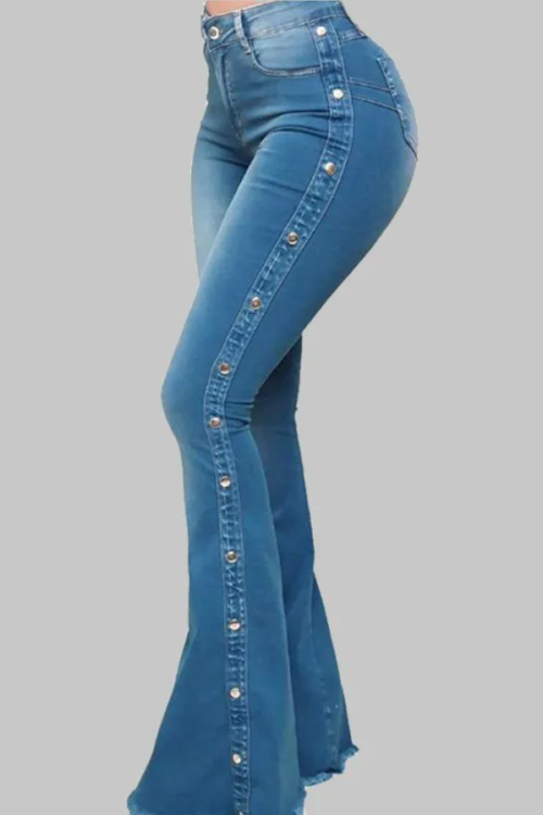 High Waist Stretch Mopping Flared Jeans