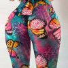Printed Bow Design Yoga Leggings-curvy-faja