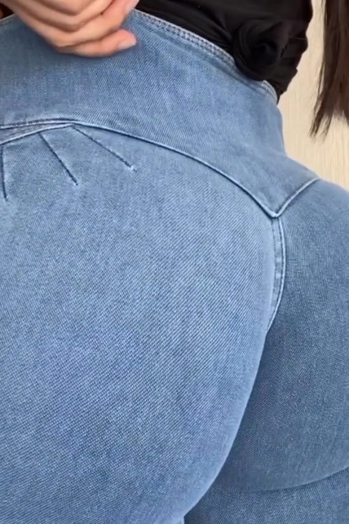 Double Color High Waist Skinny Stretch Jeans