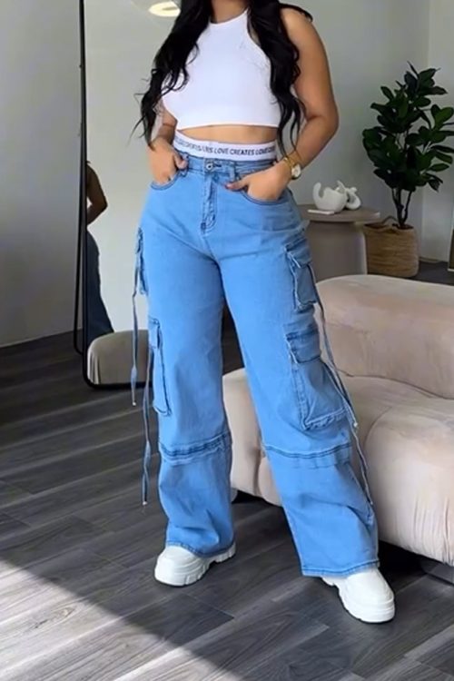 Alphabet Belt Cargo Jeans （Pre-Sale)