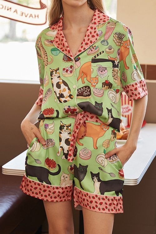 Animal Print Ice Silk Pajama Set