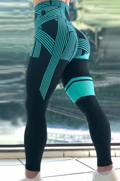 Line Printed Yoga Pants