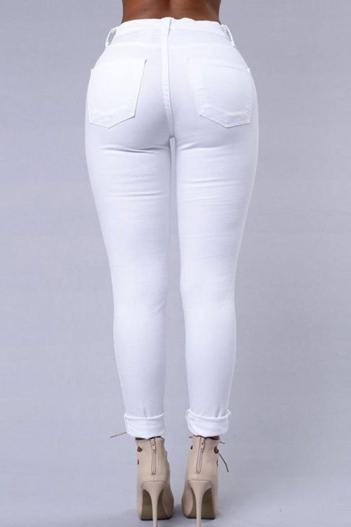 Women's Jeans Stretch Ripped Legs Skinny Niners