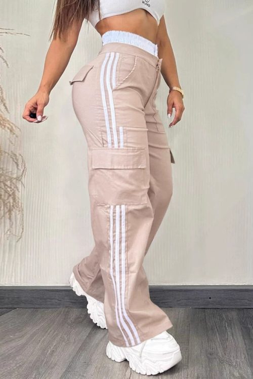 Casual Sportswear Wide-Leg Pants With Webbing