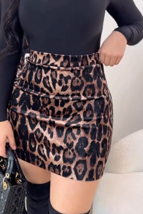 Leopard Print Sexy Hip Skirt (Pre-Sale)