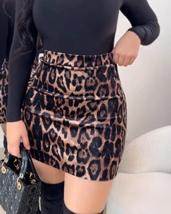 Leopard Print Sexy Hip Skirt (Pre-Sale)