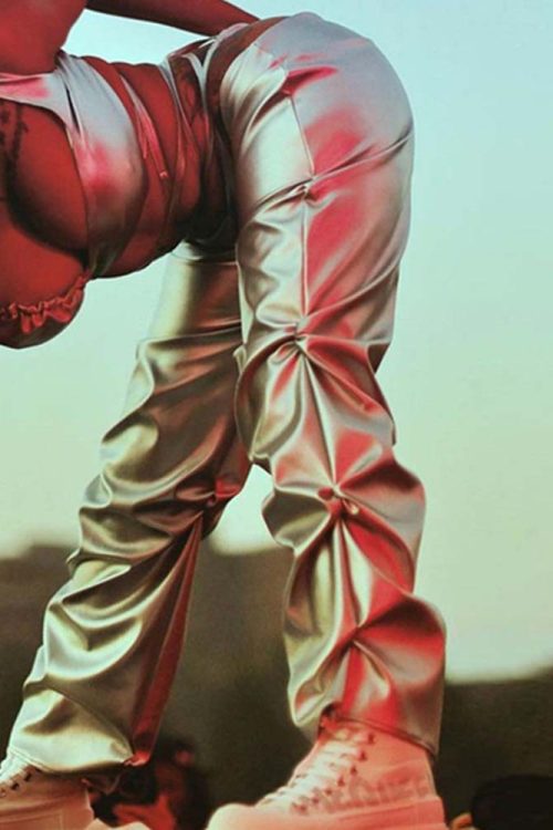 Fashion Pleated Faux Leather Sexy Pants
