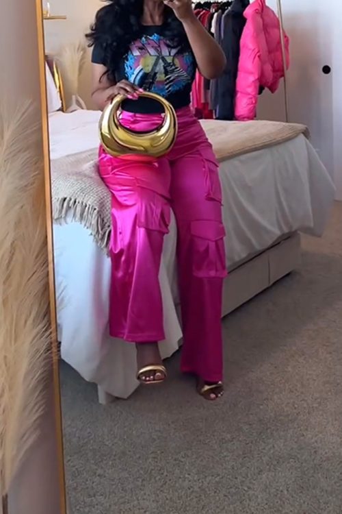 Satin Cargo-Style Trousers