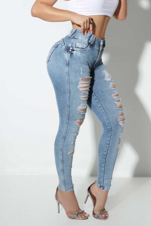 High-Waisted Ripped Skinny Jeans (Pre-Sale)