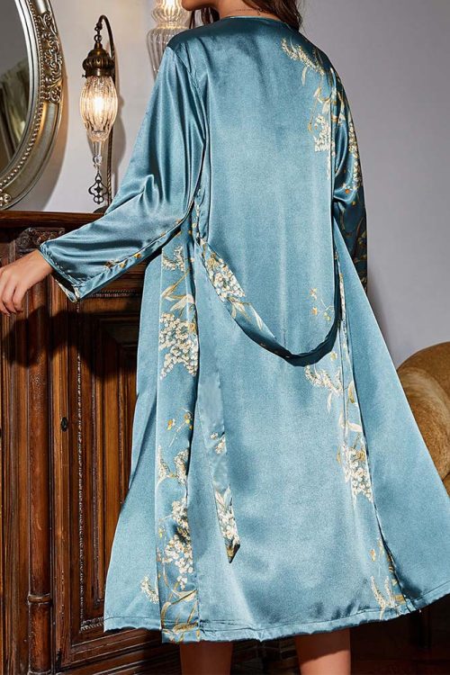 Lace-Up Robe And Nightdress Two-Piece Set