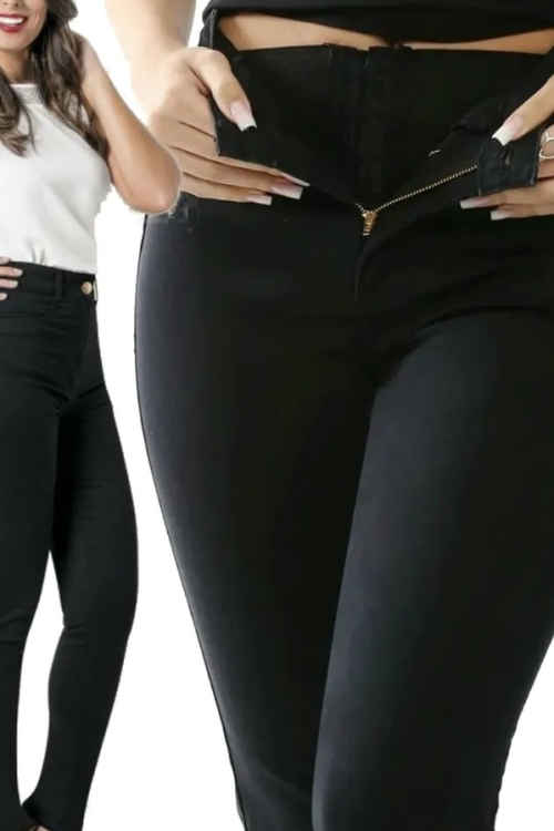 Jeans High Waist With Super Lipo Spandex-curvy-faja