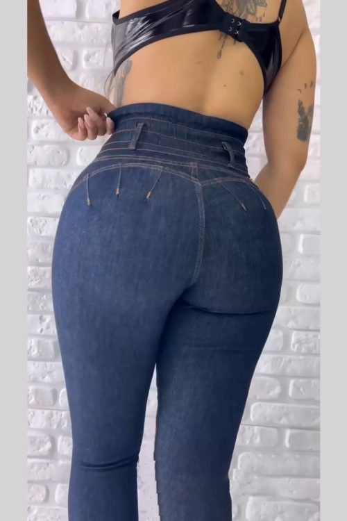 HIigh Waisted Front Zipper Stretchy Jeans