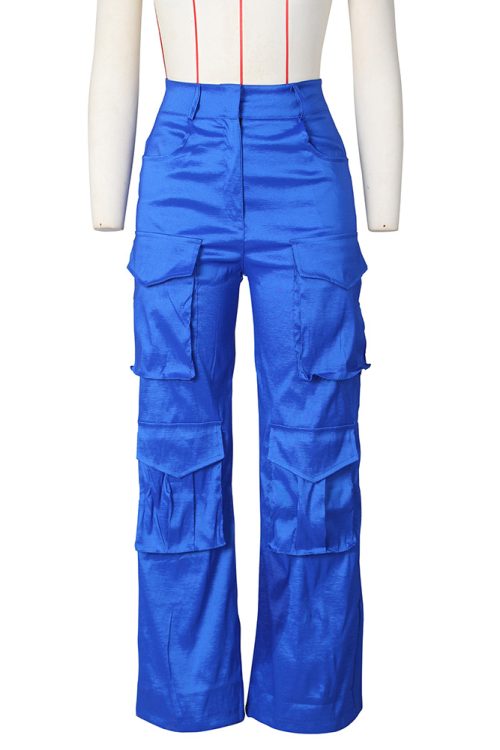 Satin Cargo-Style Trousers