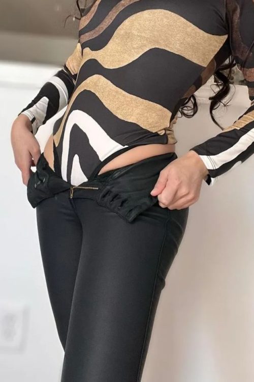 HIigh Waisted Leather Jeans