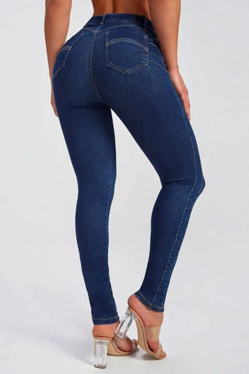 Slim fit pencil pants stretch high-rise jeans