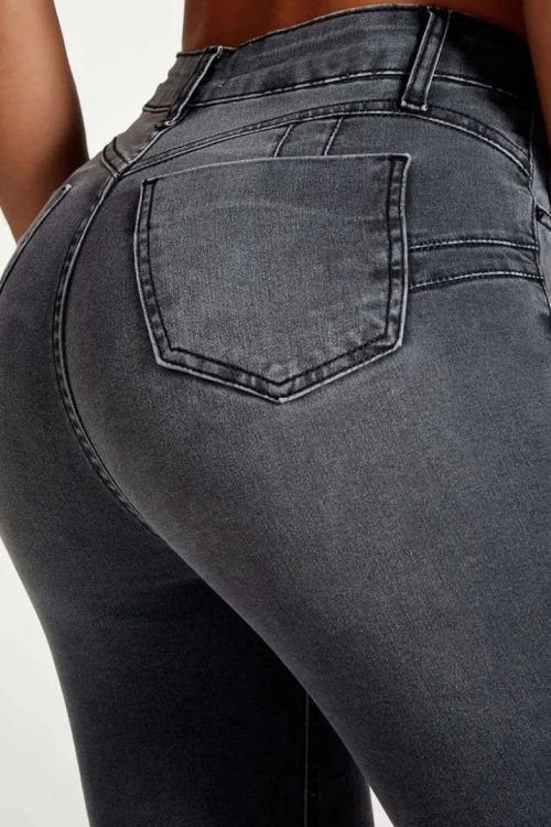 Slim fit pencil pants stretch high-rise jeans