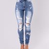 Women's Ripped Elastic Skinny Jeans-curvy-faja