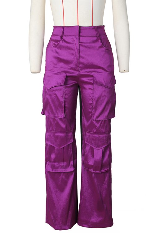 Satin Cargo-Style Trousers