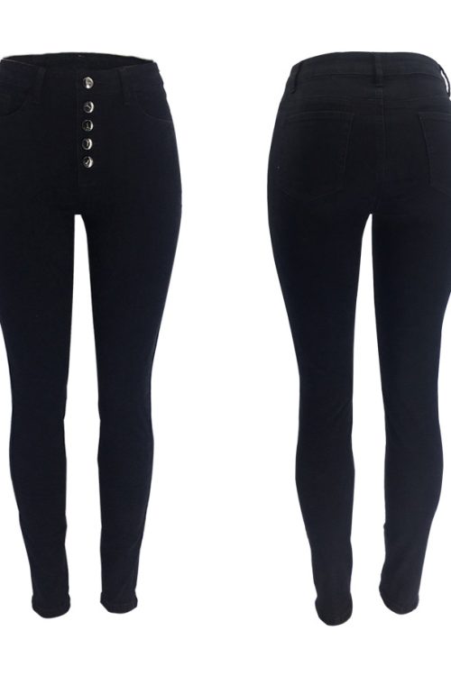 High Waist Hip Lifting Slim Breasted New Stretch Skinny Jeans-curvy-faja