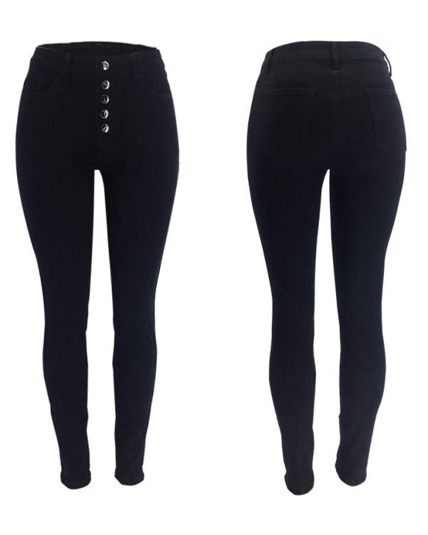 High Waist Hip Lifting Slim Breasted New Stretch Skinny Jeans-curvy-faja