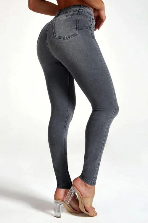 Slim fit pencil pants stretch high-rise jeans