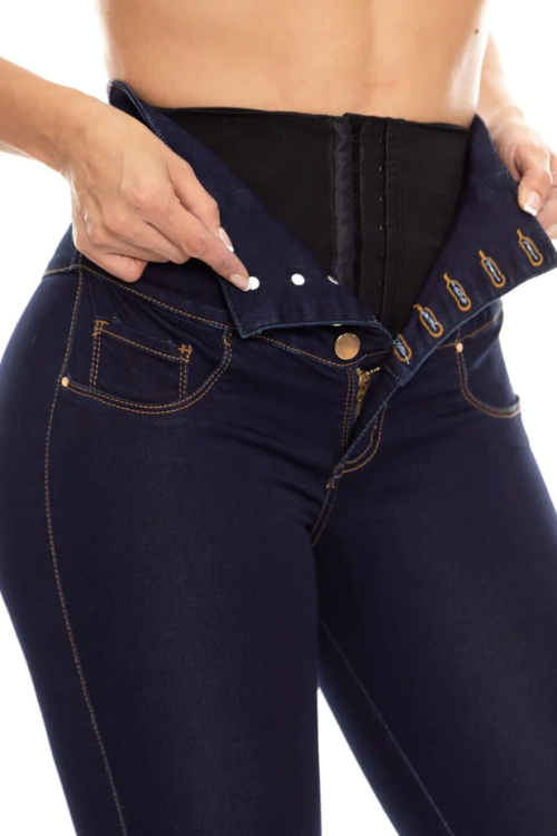 Butt Lift High Waist Jeans With Internal Girdle-curvy-faja