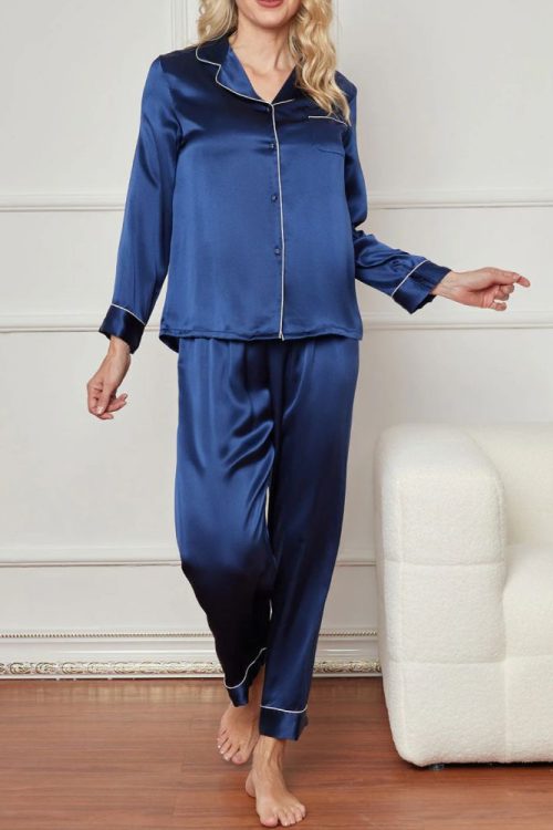 Women‘s Long Sleeve Pure Silk Pajamas Set