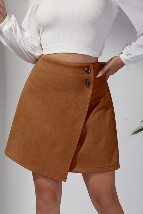 Autumn And Winter Suede Irregular Skirt