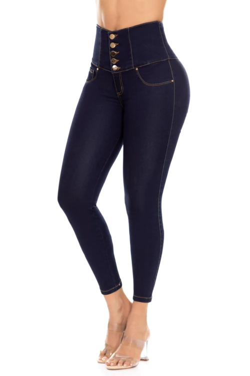 Butt Lift High Waist Jeans With Internal Girdle-curvy-faja