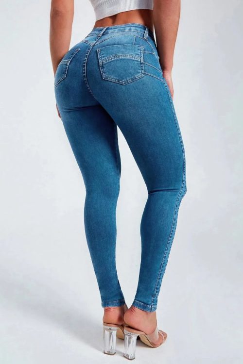 Slim fit pencil pants stretch high-rise jeans