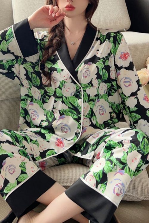 Ice Silk Printed Casual Pajamas