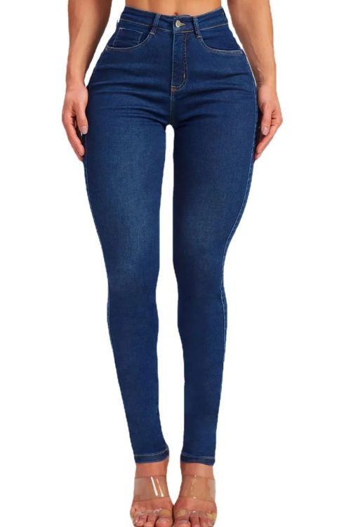 Slim fit pencil pants stretch high-rise jeans