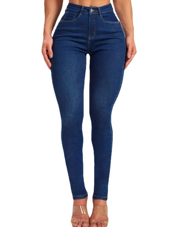 Slim fit pencil pants stretch high-rise jeans