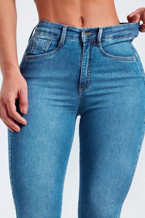 Slim fit pencil pants stretch high-rise jeans