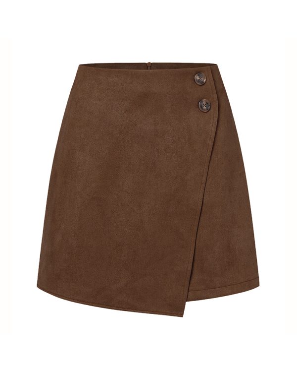 Autumn And Winter Suede Irregular Skirt