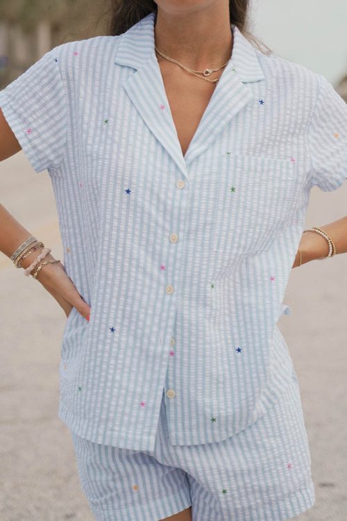 Love Striped Short Pajama Set