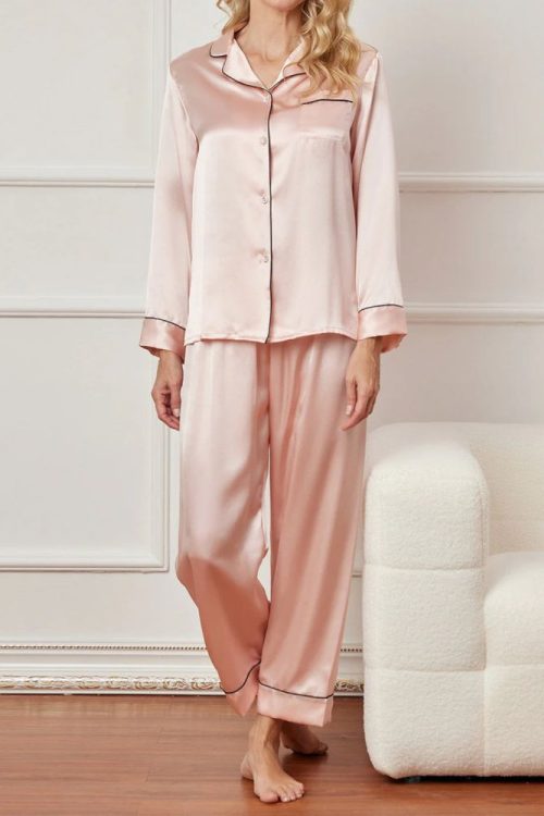 Women‘s Long Sleeve Pure Silk Pajamas Set